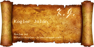 Kogler Jolán névjegykártya